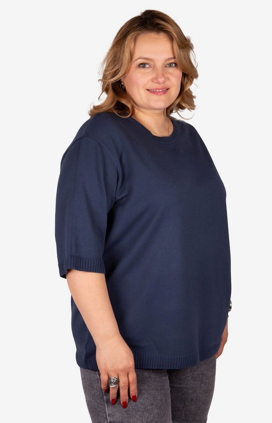 Джемпер синий большого размера Джемпер синий большого размера