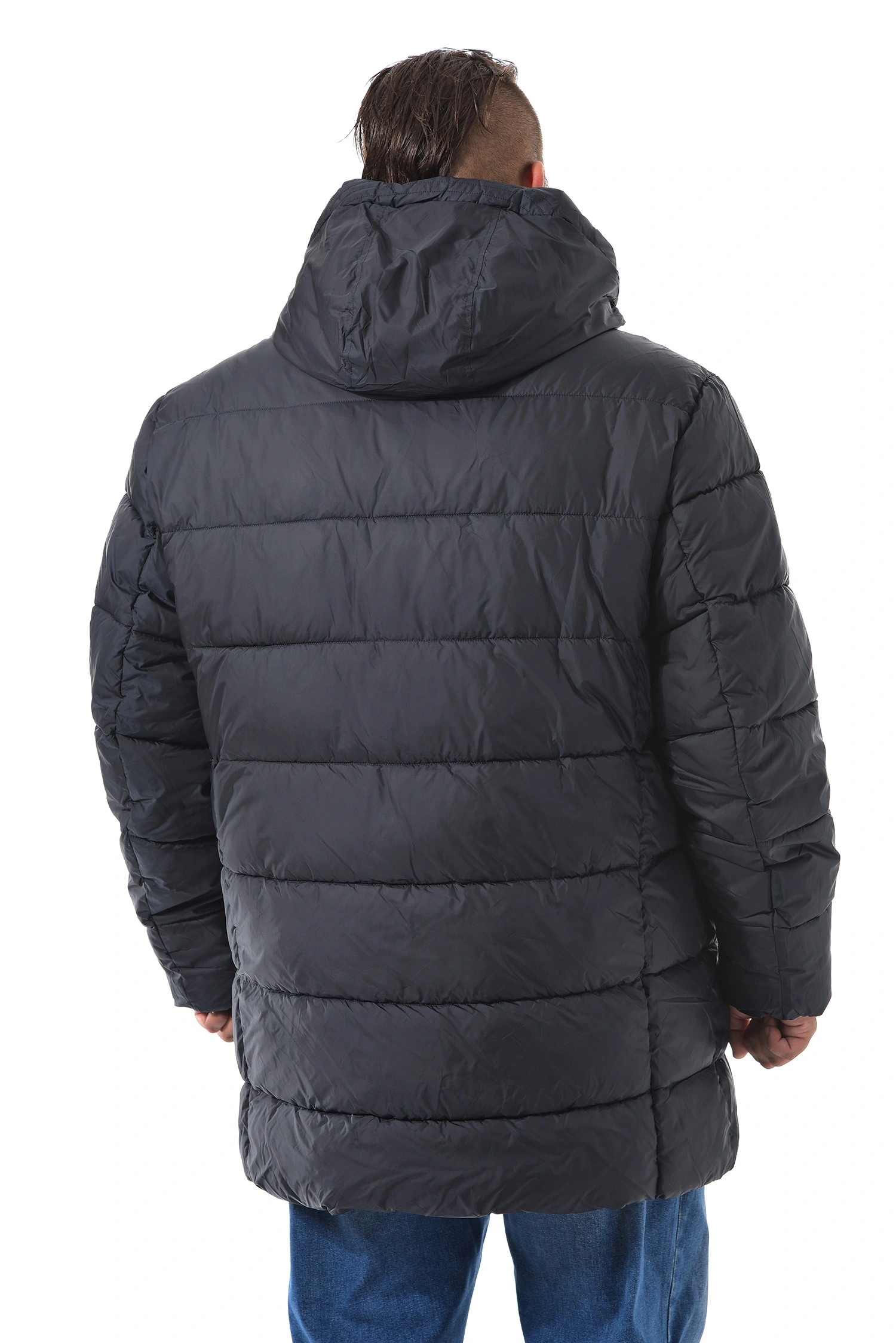 Куртка синяя удлиненная большого размера Куртка синяя удлиненная большого размера