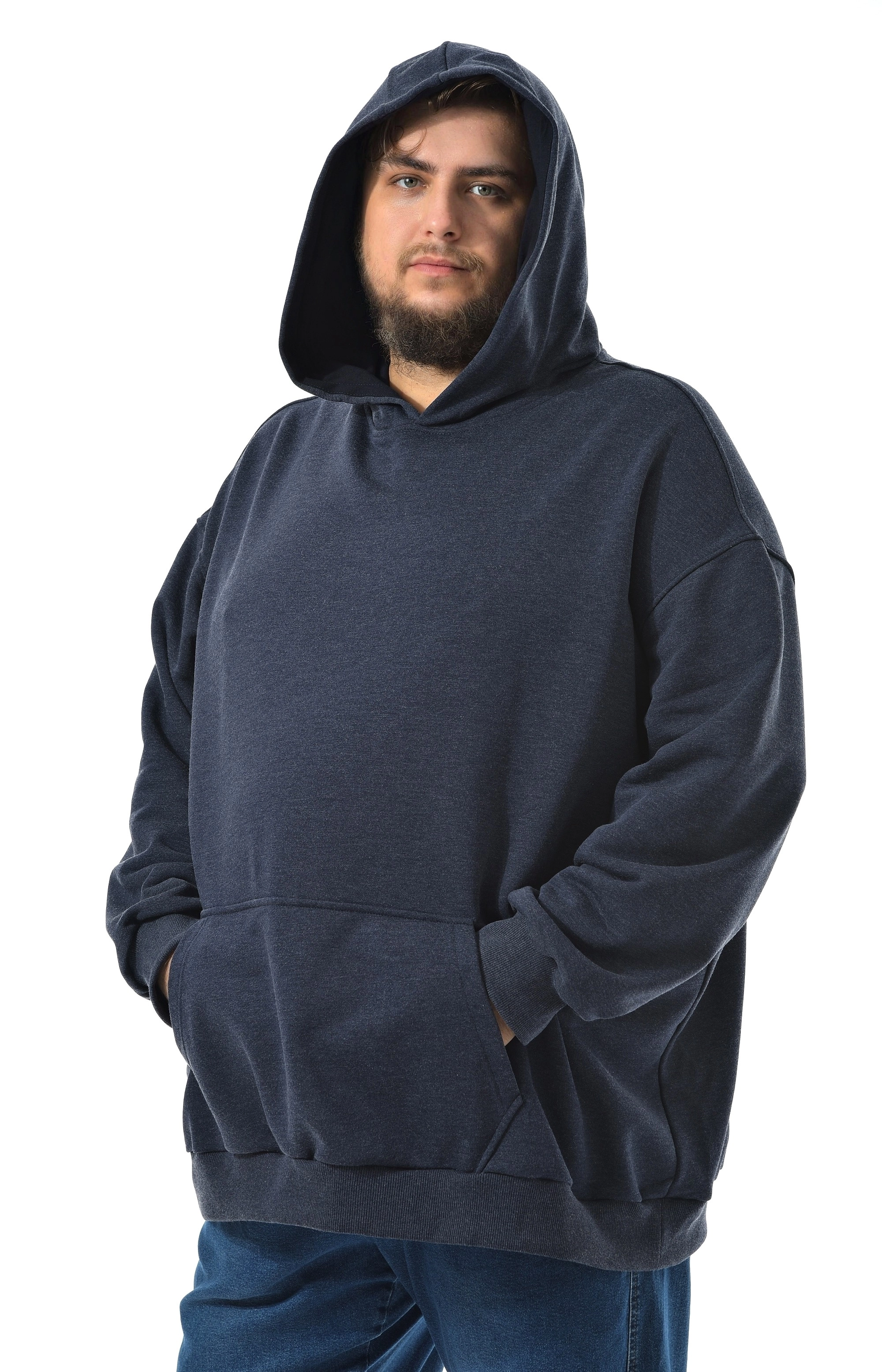 Худи синий меланж большого размера Худи синий меланж большого размера