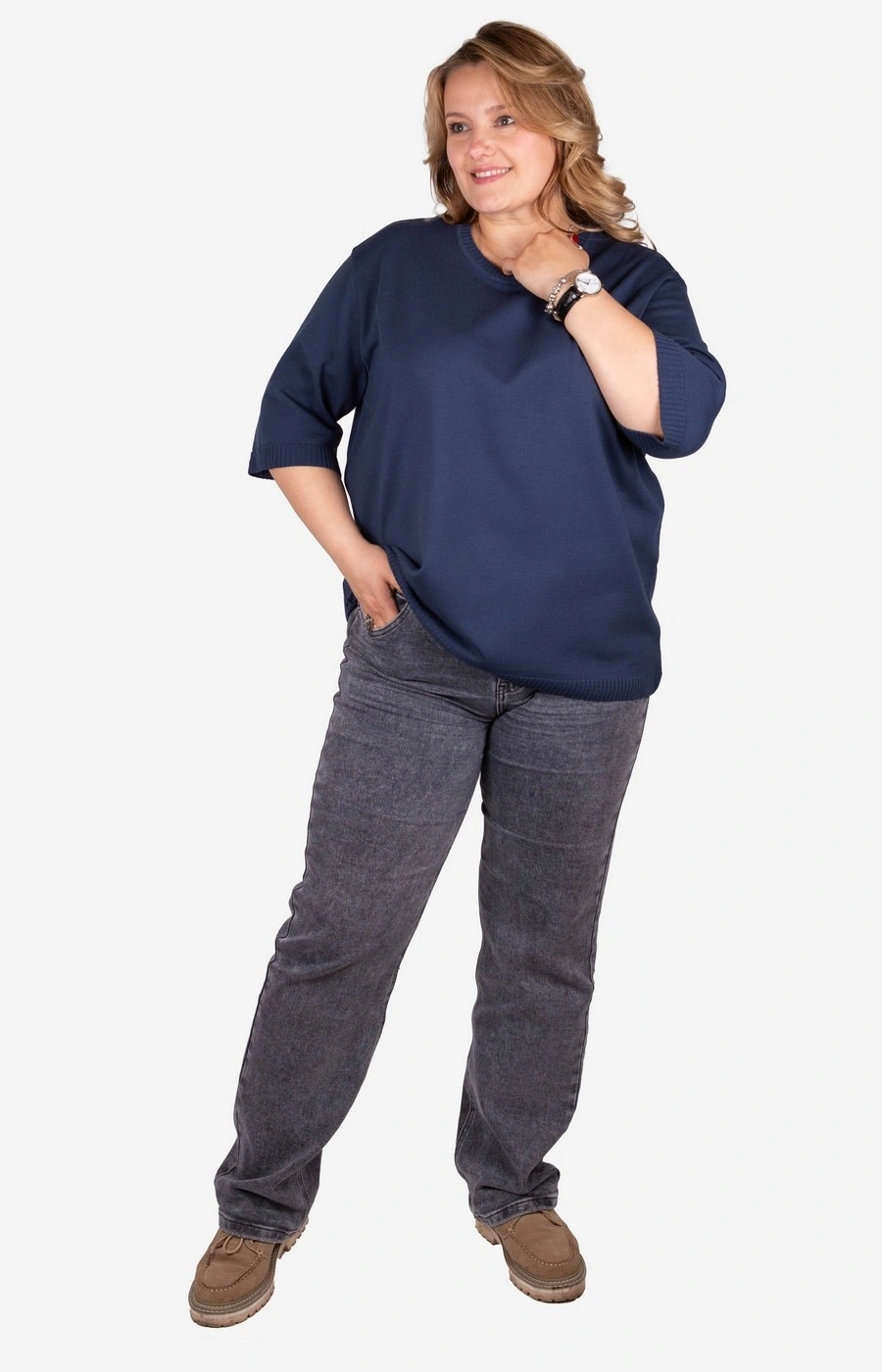 Джемпер синий большого размера Джемпер синий большого размера