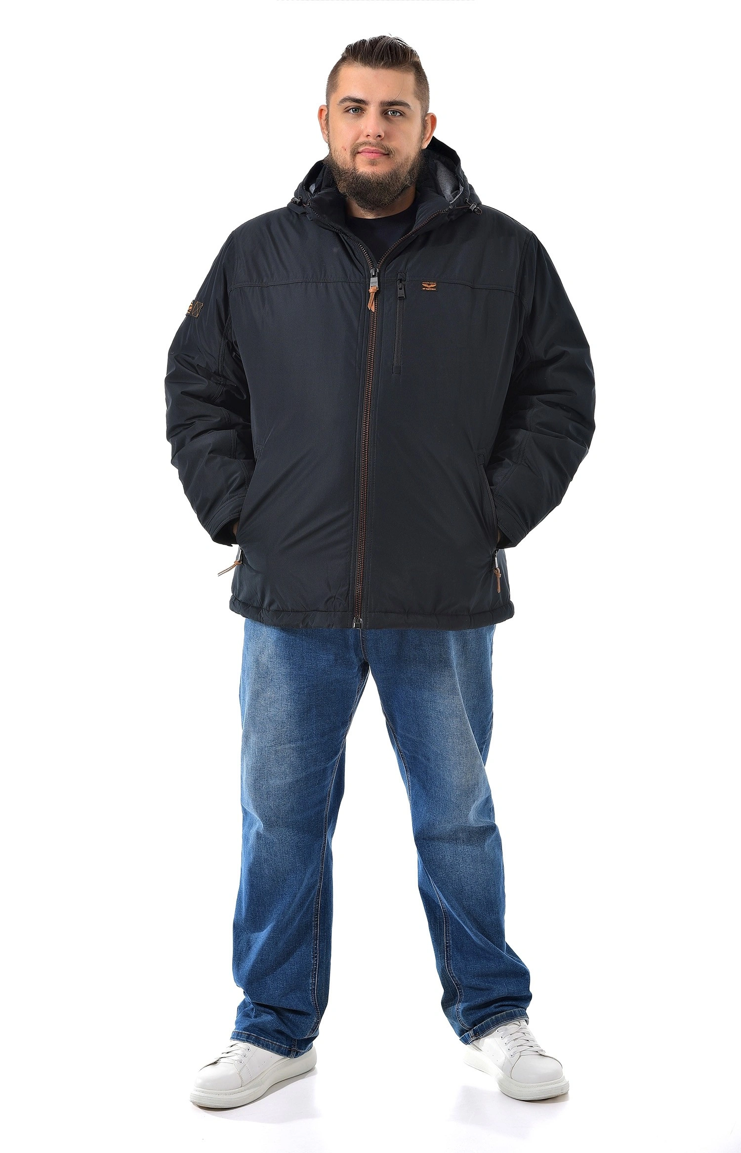 Куртка синяя удлиненная большого размера Куртка синяя удлиненная большого размера