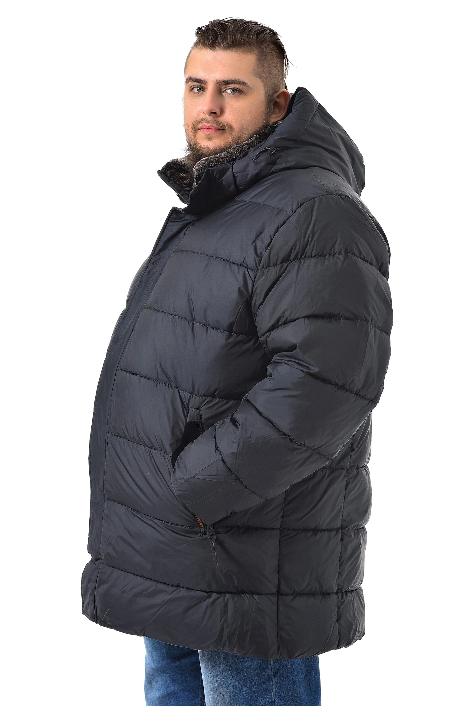 Куртка синяя удлиненная большого размера Куртка синяя удлиненная большого размера