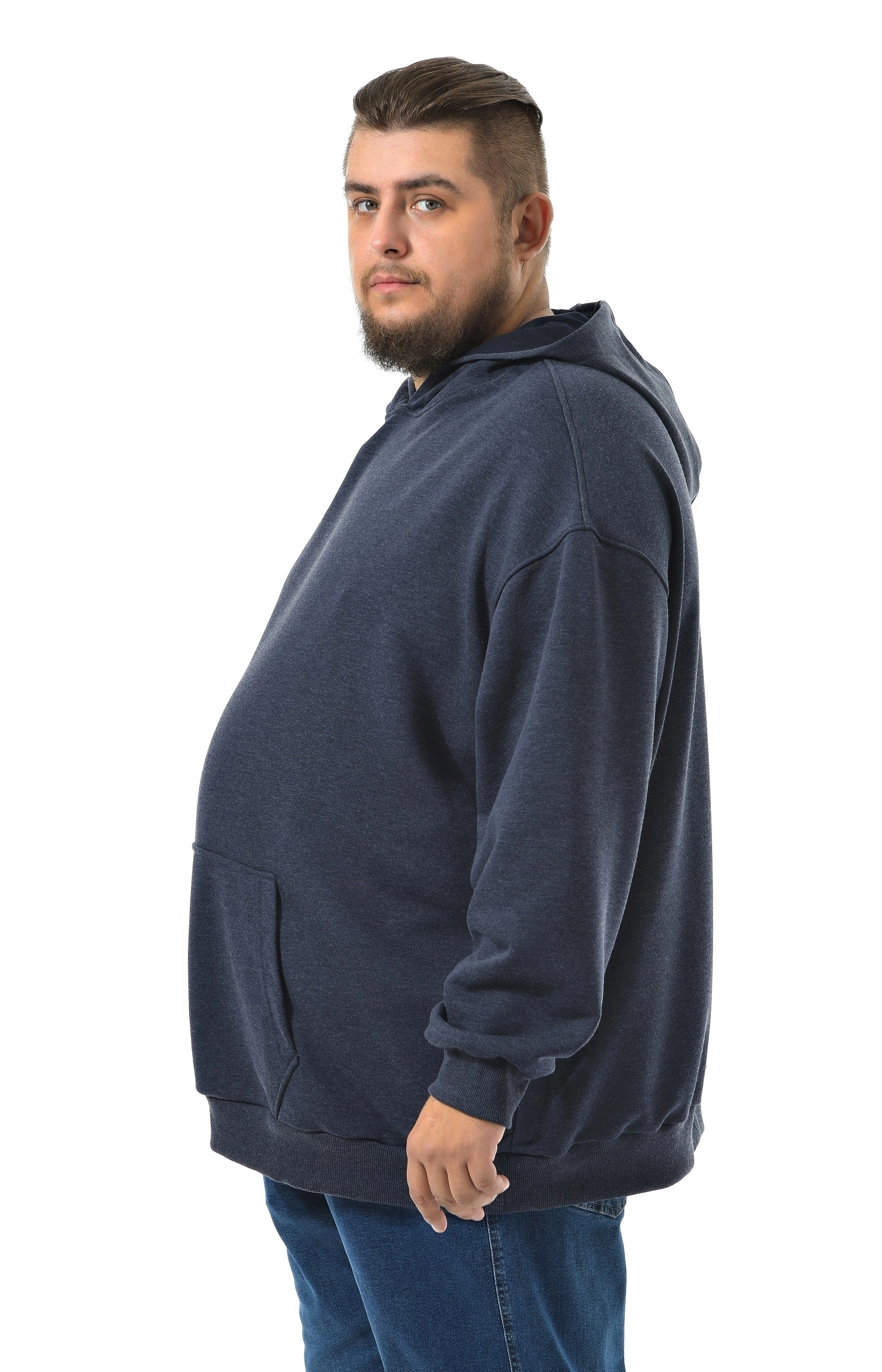 Худи синий меланж большого размера Худи синий меланж большого размера