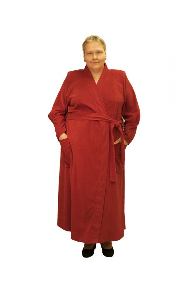 Красный велюровый халат большого размера