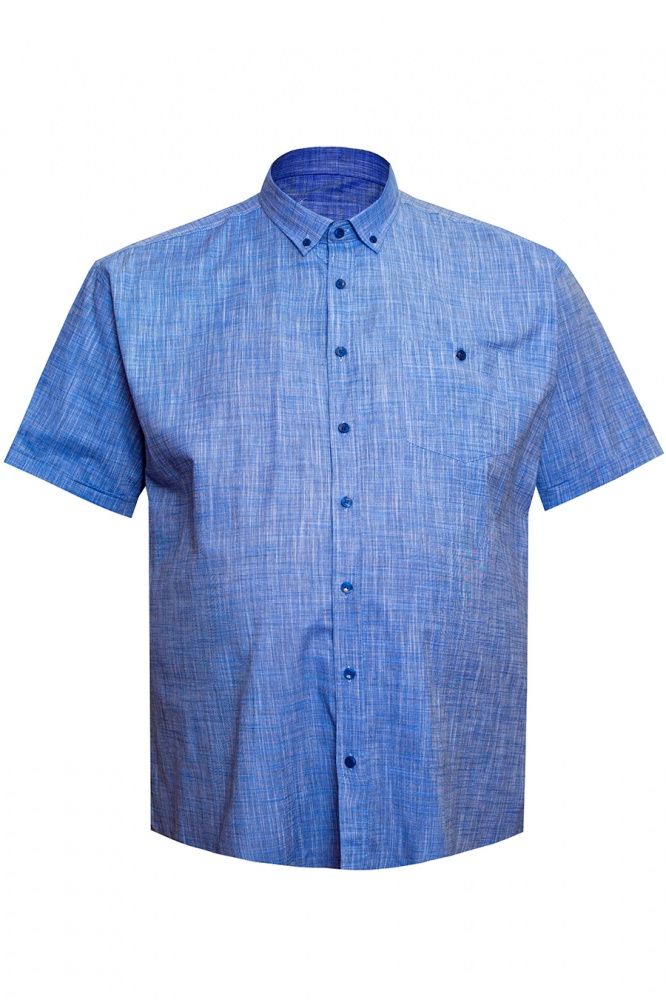 Рубашка синяя льняная большого размера