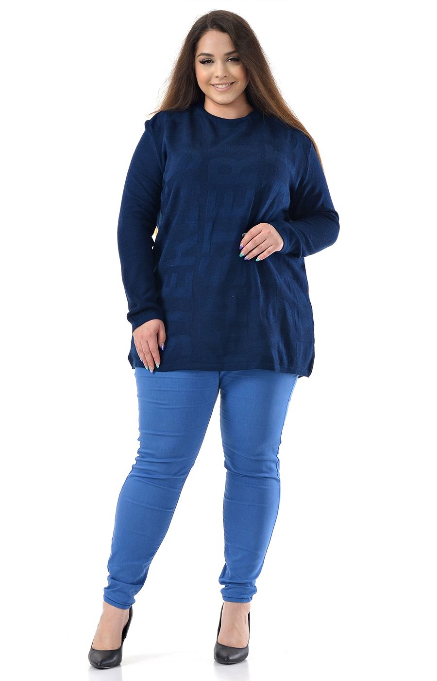 Джемпер тёмно-синий женский большого размера