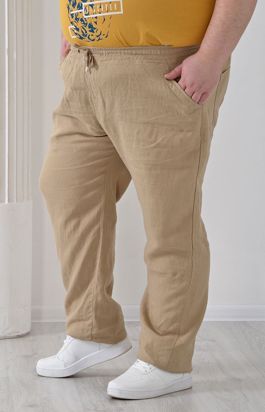 Льняные брюки большого размера