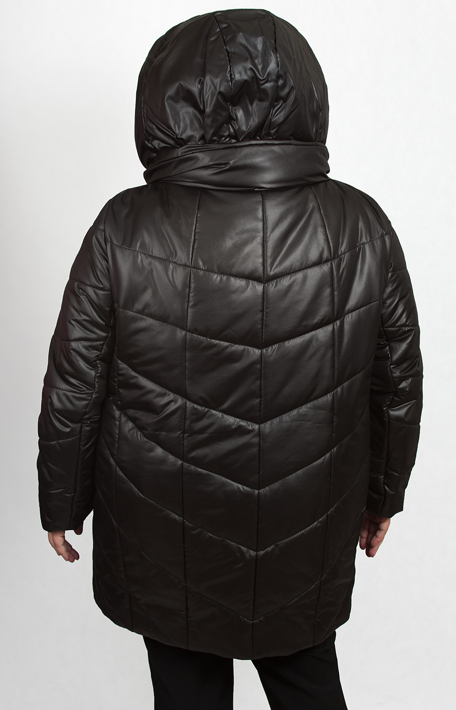 Пальто Мирослава черное большого размера
