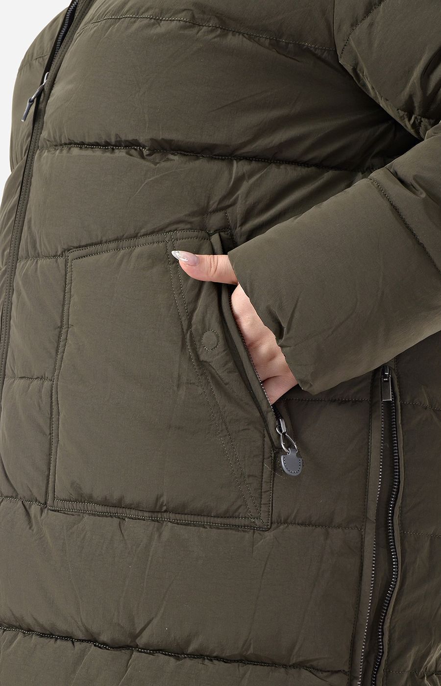 Куртка с мехом цвет хаки большого размера