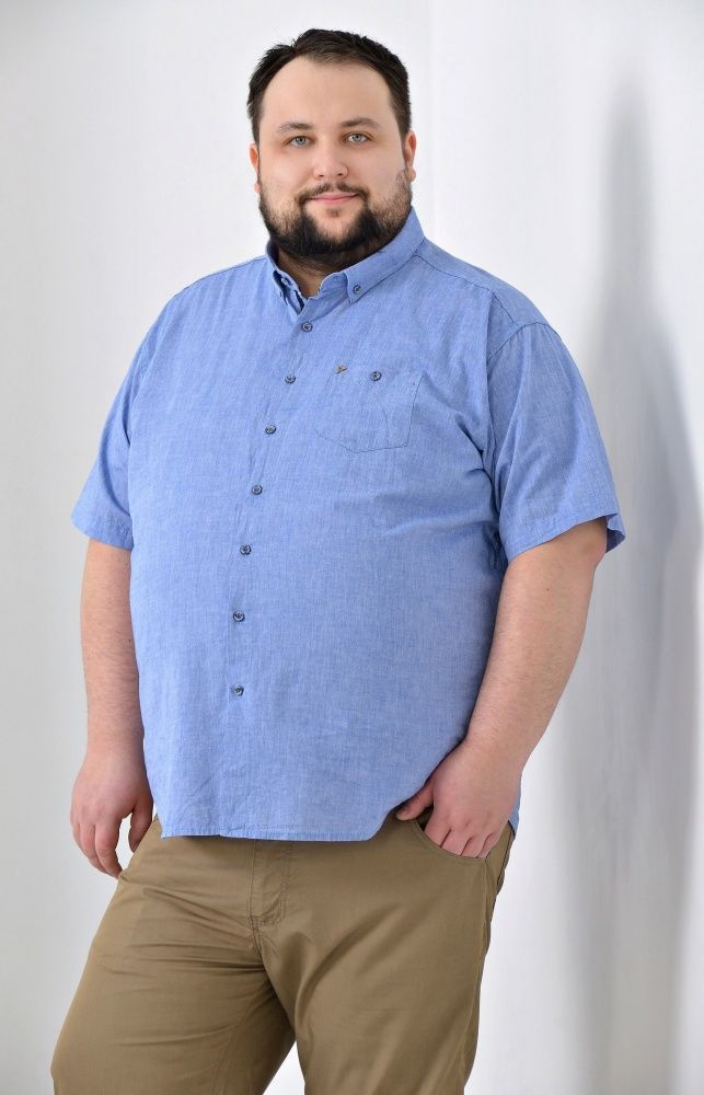 Рубашка синяя льняная Birindelli большого размера