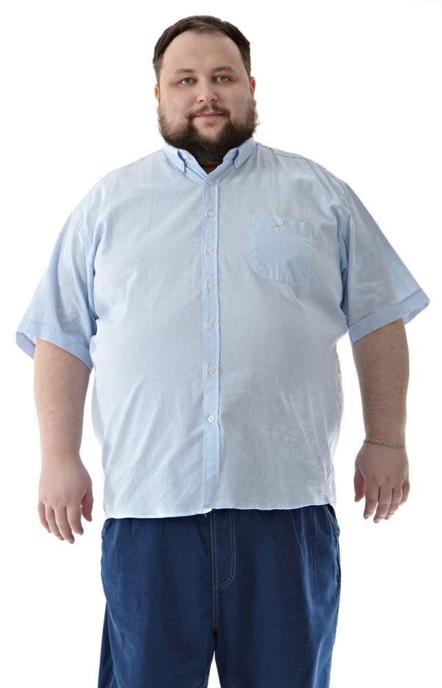 Рубашка льняная голубая Castelli  большого размера