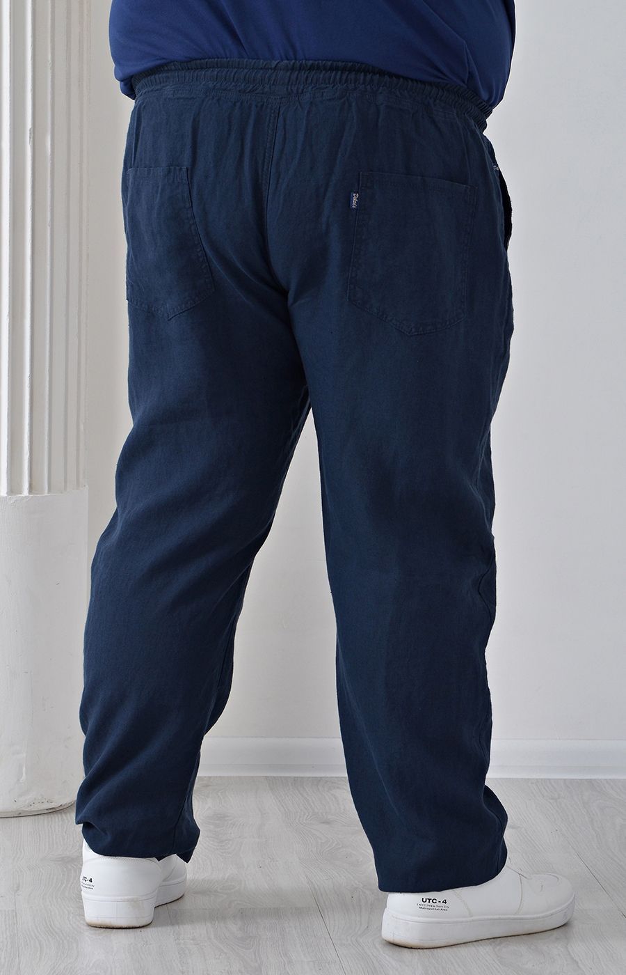Льняные брюки синие большого размера