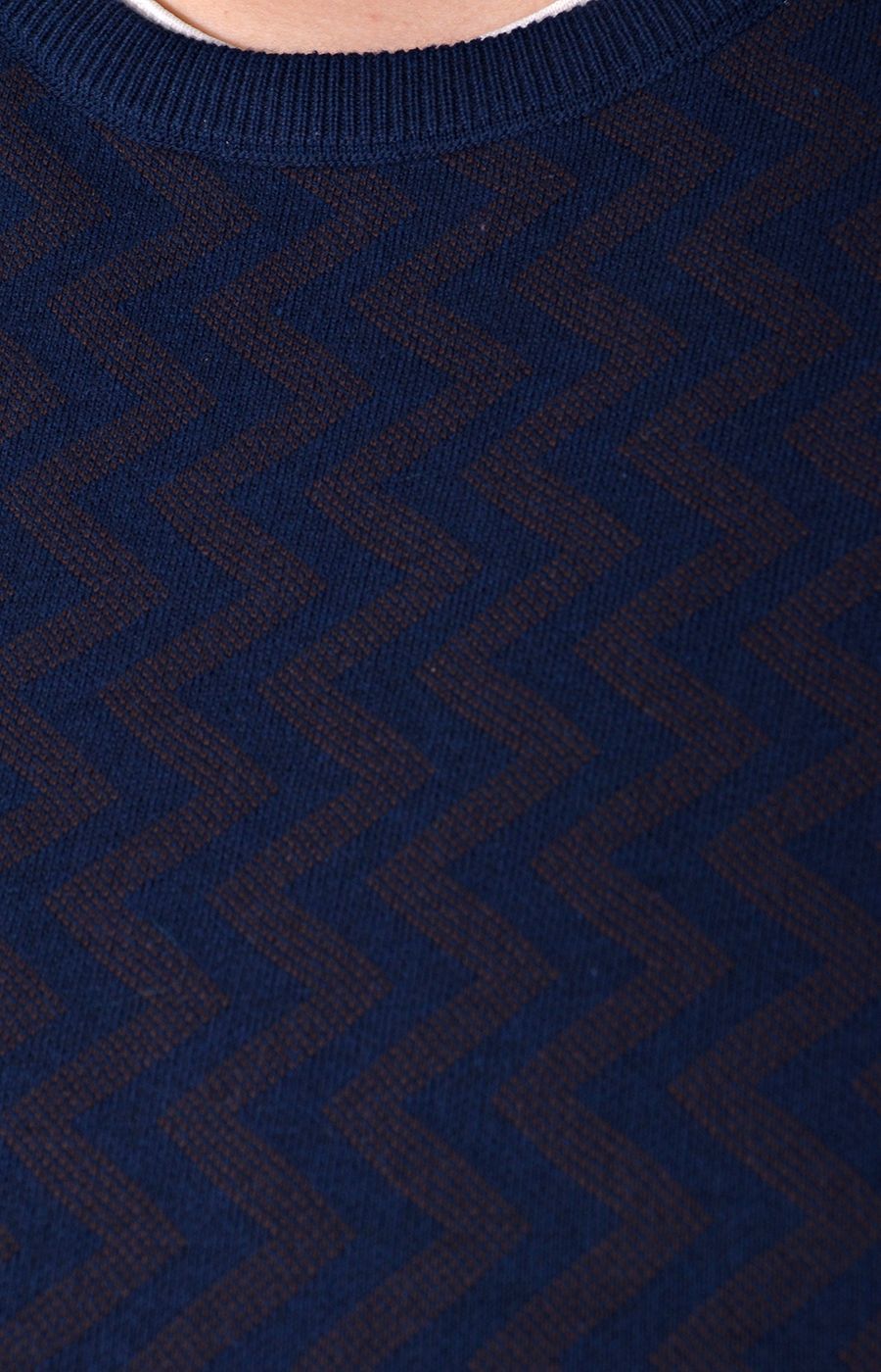 Джемпер узор ёлочка темно-синий большого размера