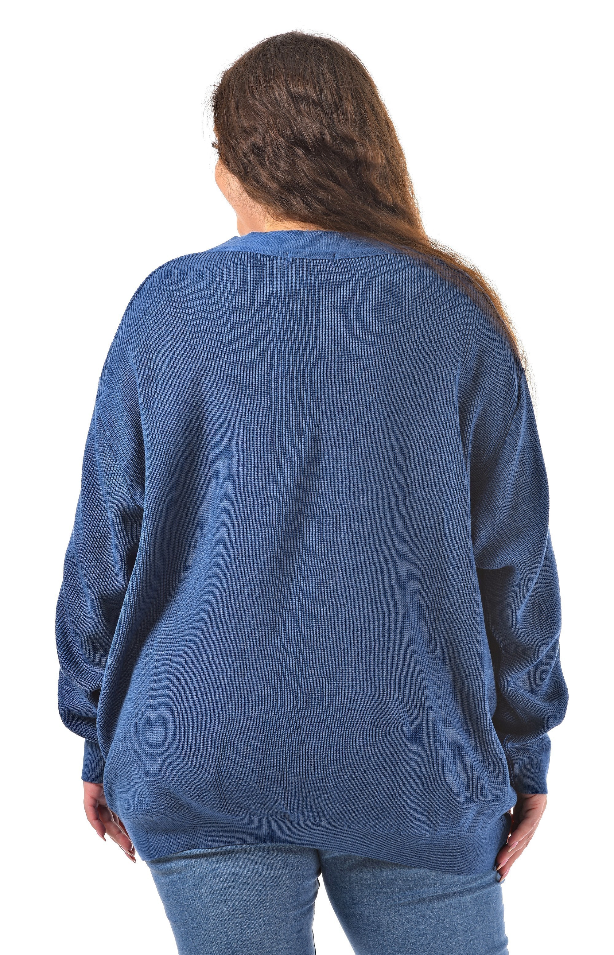 Кардиган трикотажный синий большого размера Кардиган трикотажный синий большого размера