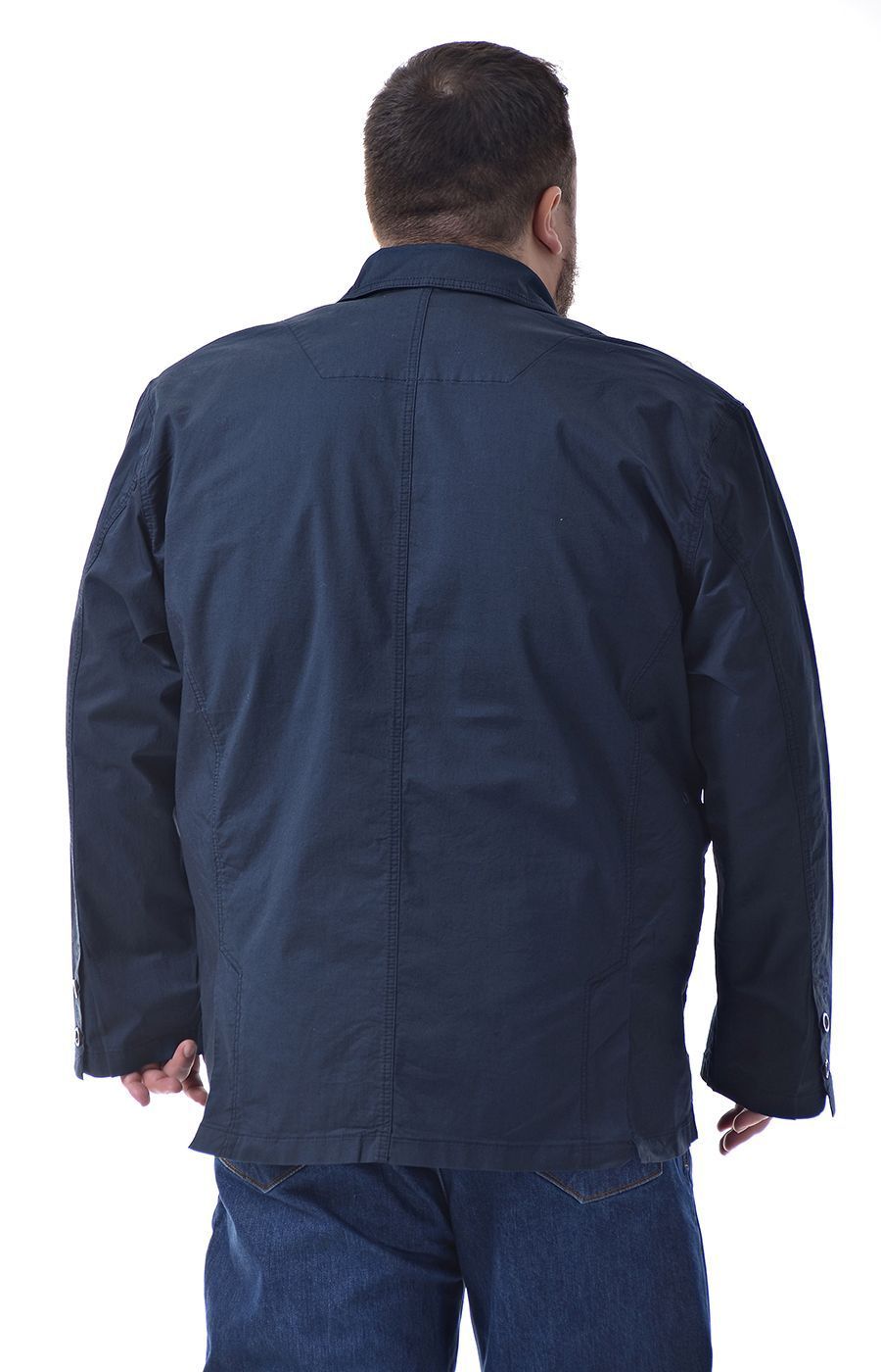 Габардиновый тёмно-синий пиджак большого размера