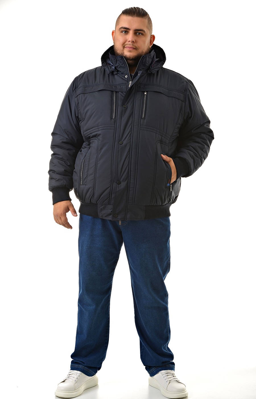 Куртка DEKONS тёмно-синий с капюшоном большого размера