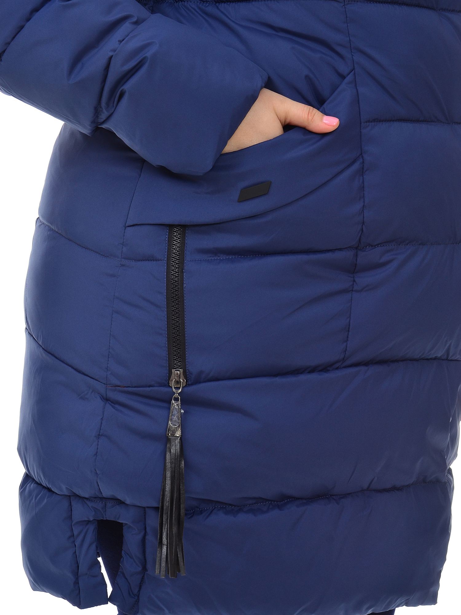 Зимнее синее пальто большого размера