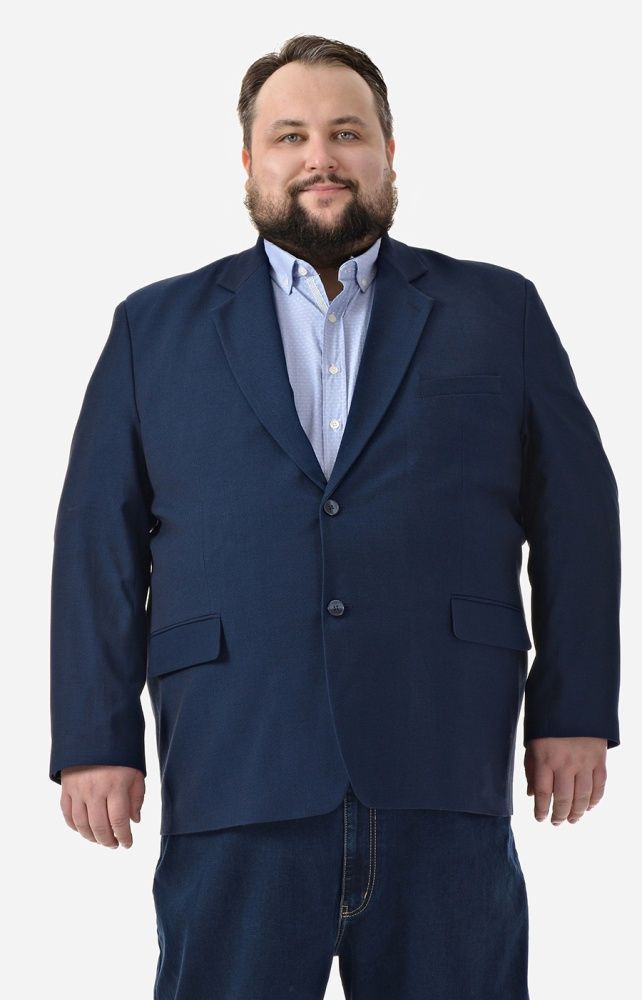 Пиджак тёмно-синий в рубчик большого размера