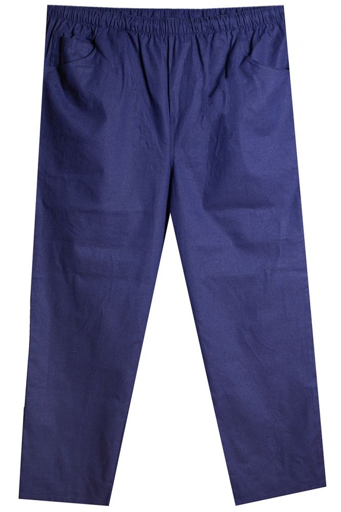 Синие льняные брюки большого размера
