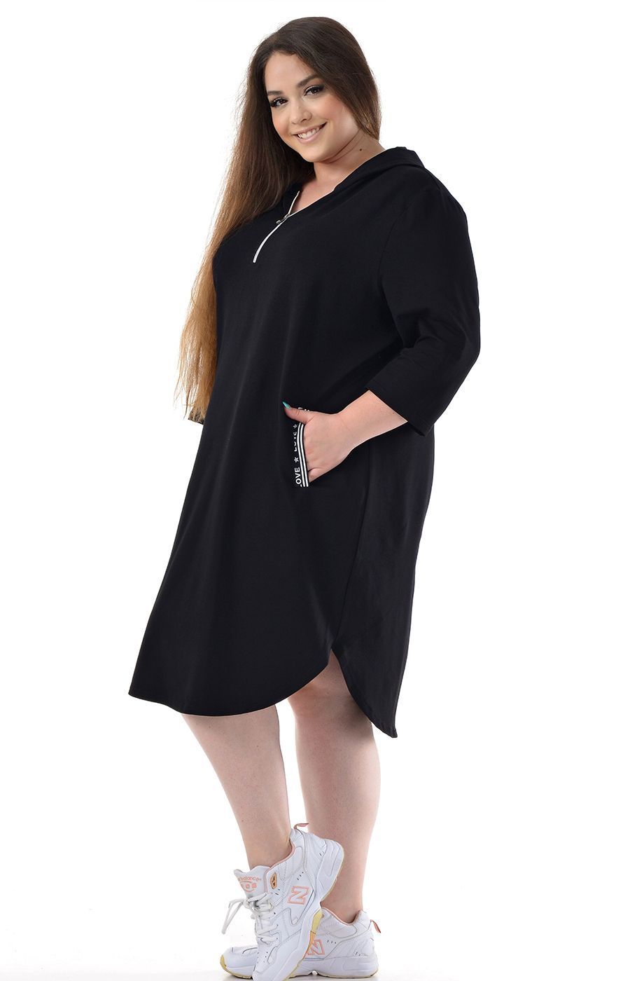 Платье-туника чёрное большого размера