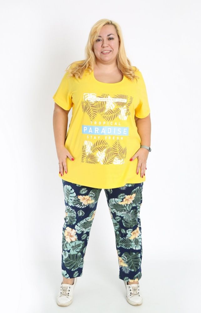 Пижама Тропики желтый большого размера