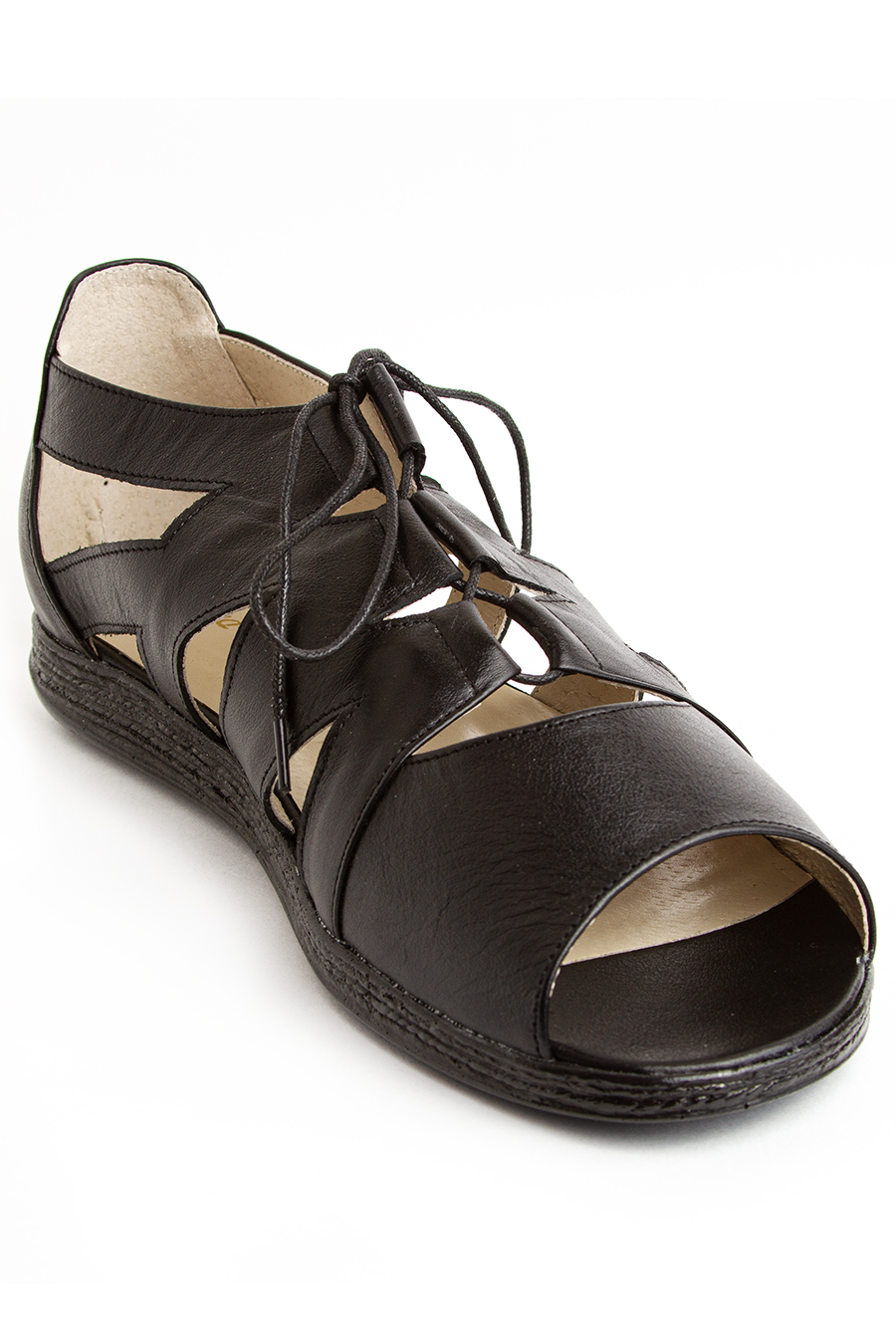 Черные сандалии на шнуровке большого размера