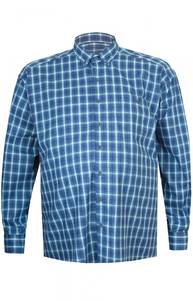Рубашка в бирюзово-синюю клетку большого размера
