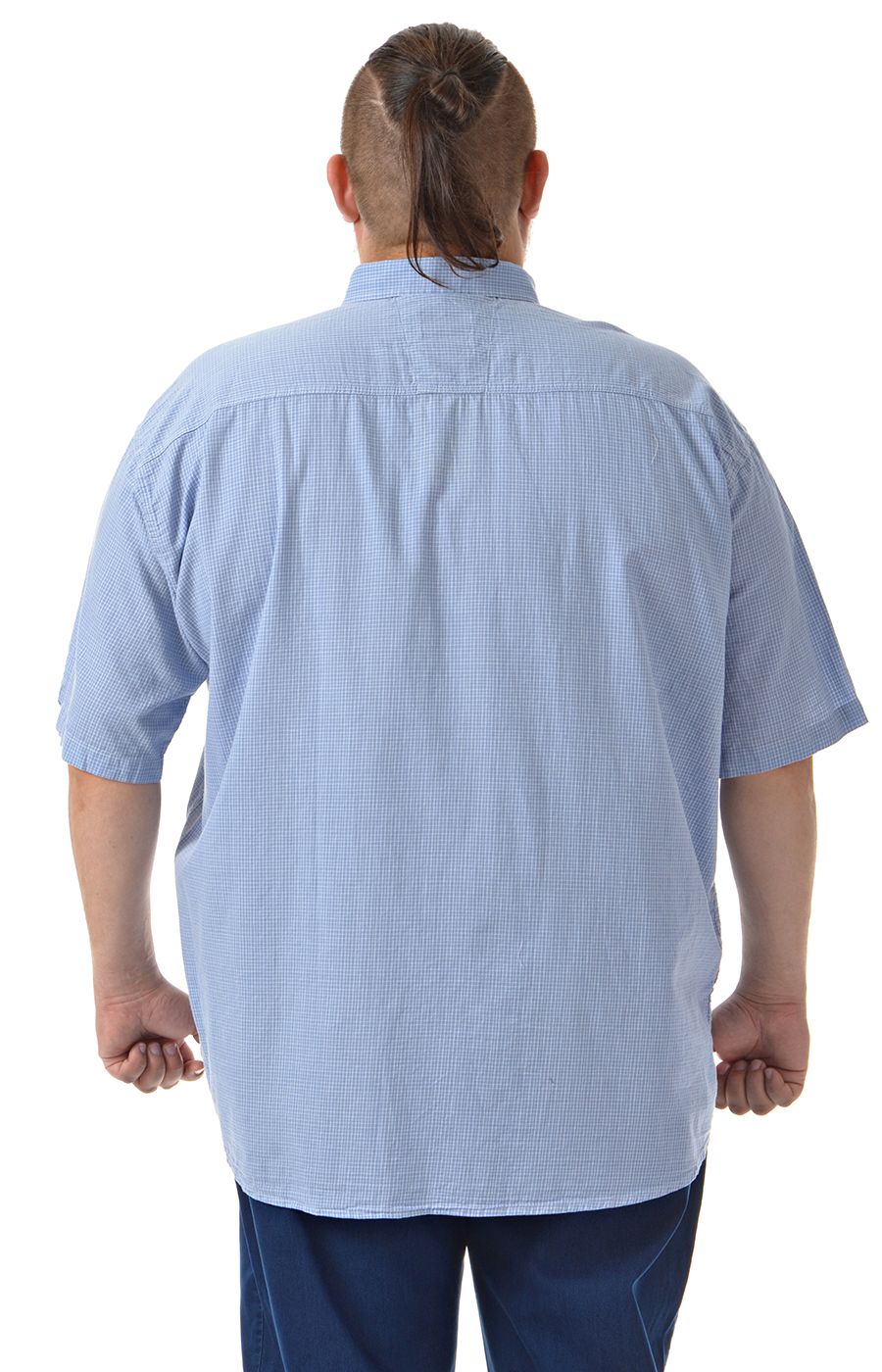 Рубашка голубая в клетку  большого размера