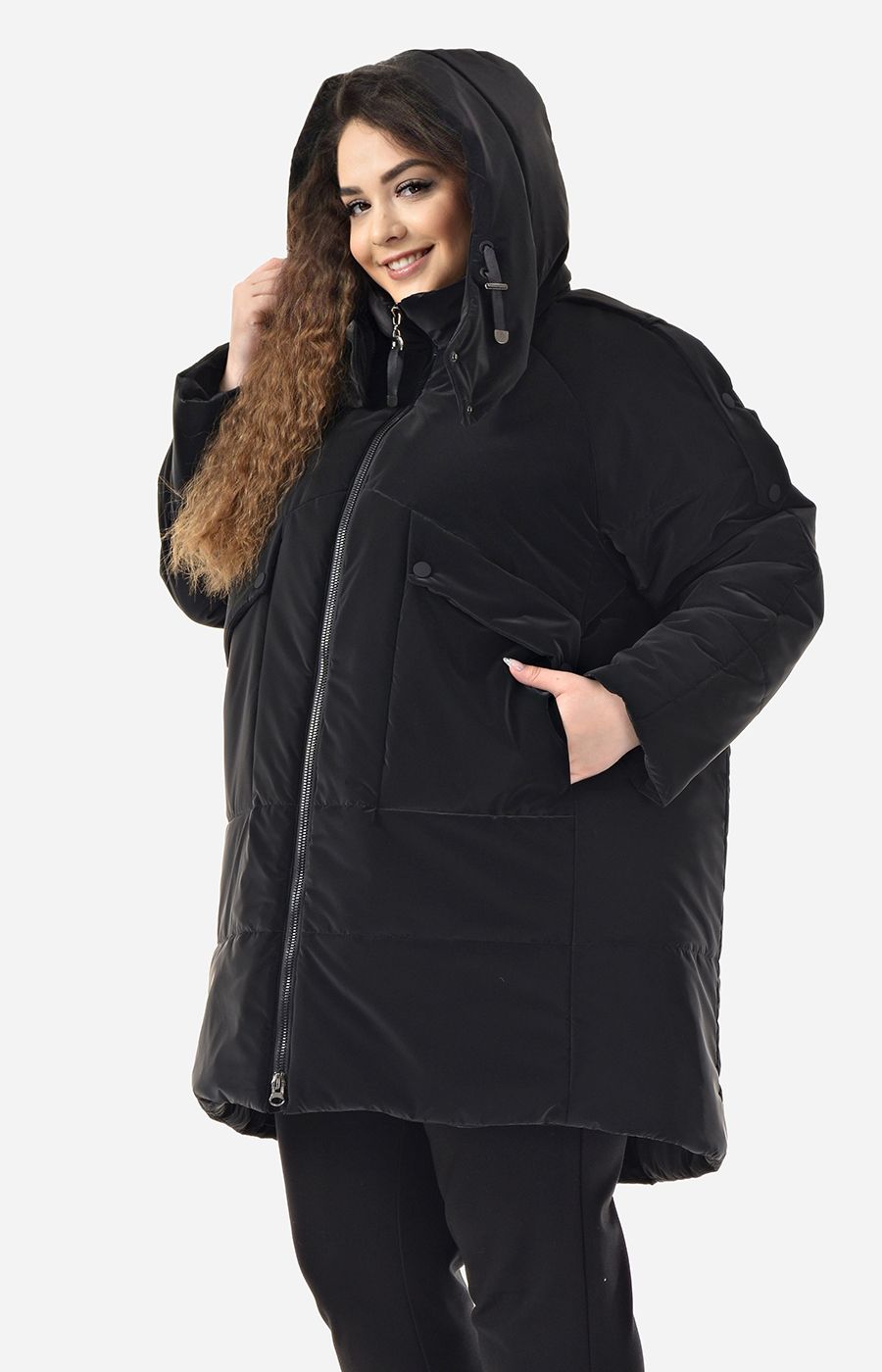 Куртка Надина с капюшоном большого размера
