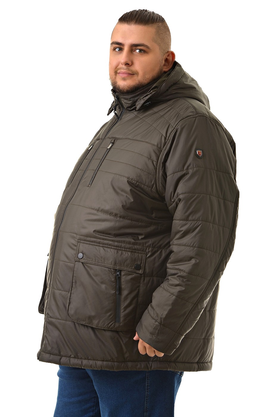 Куртка удлинённая DEKONS хаки с капюшоном большого размера