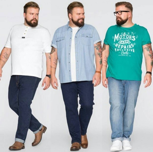Варианты образов с джинсами для полных мужчин