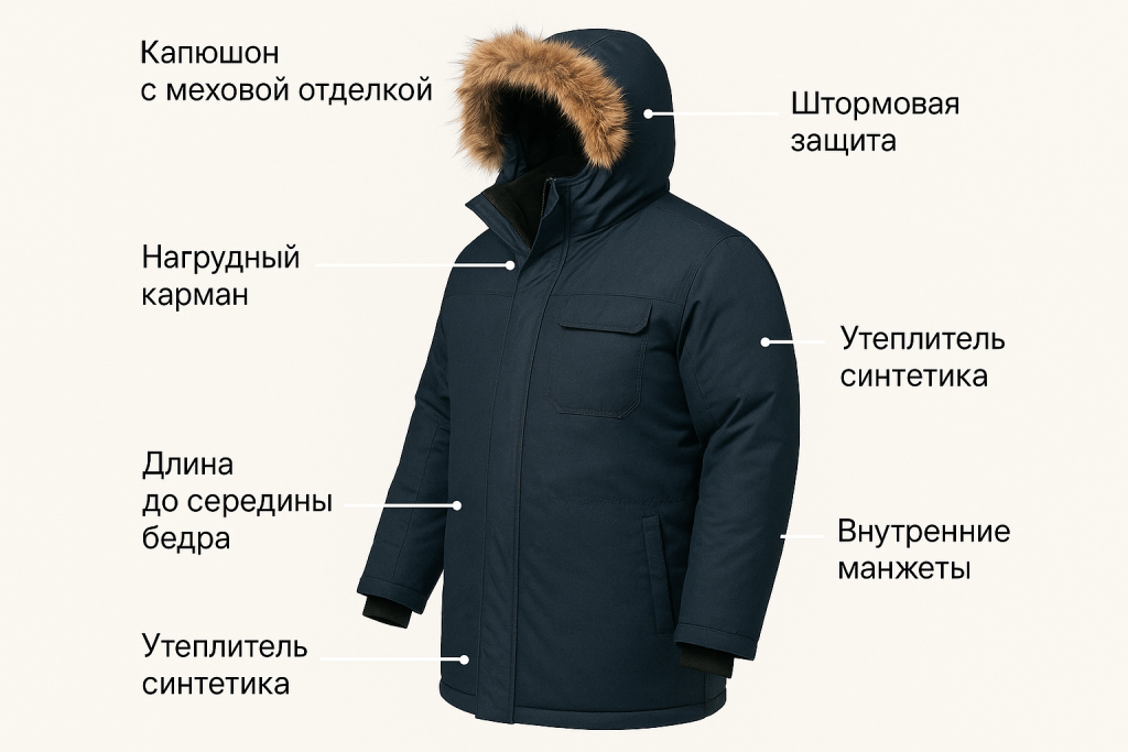 Зимняя куртка большого размера на модели