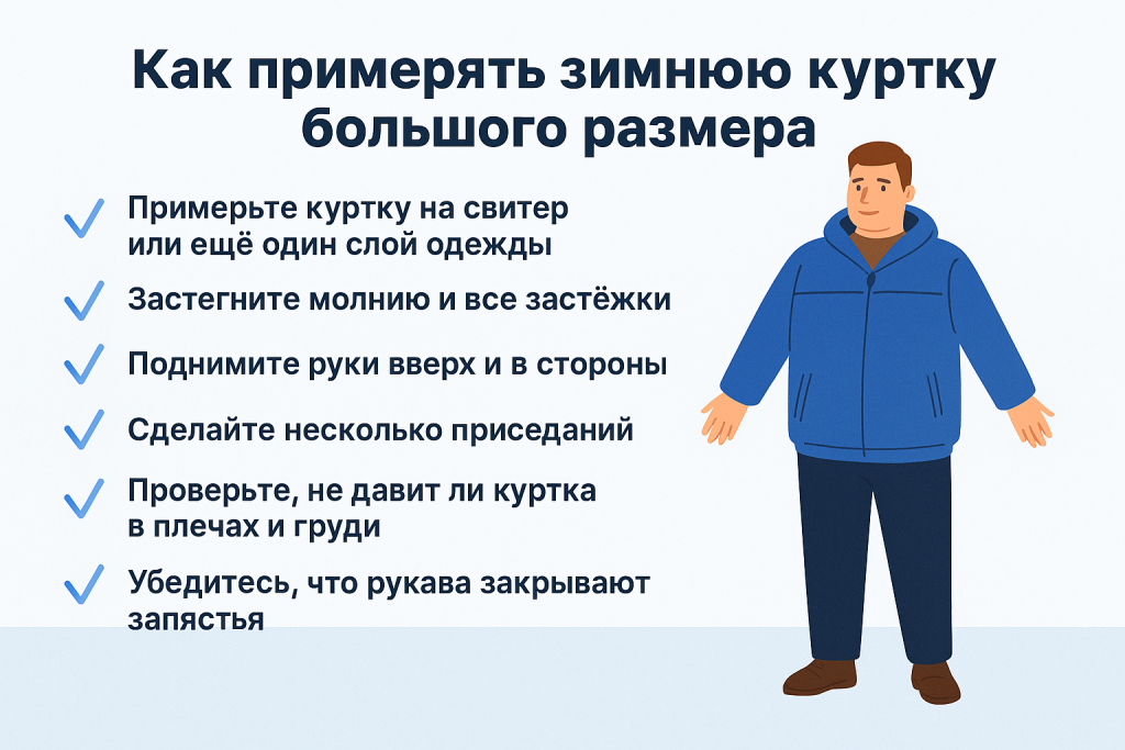 Зимняя куртка большого размера на модели