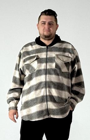 Рубашка ветровка серо бежевая в клетку