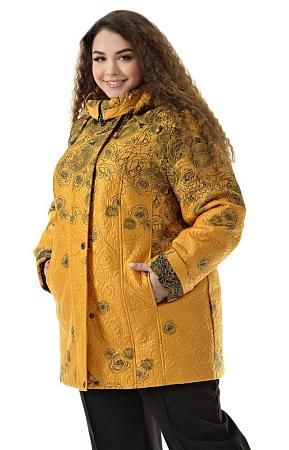 Куртка Прима -1 горчичная с принтом