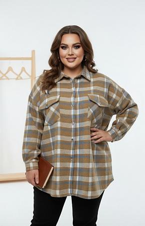 Рубашка ветровка в клетку бежевая