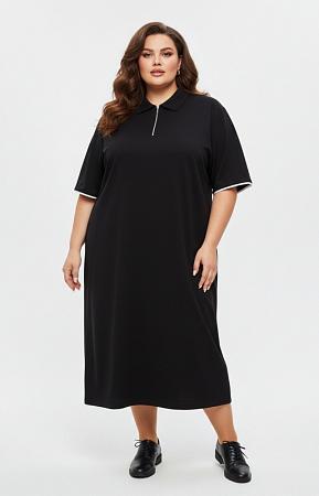 Платье поло черное на молнии