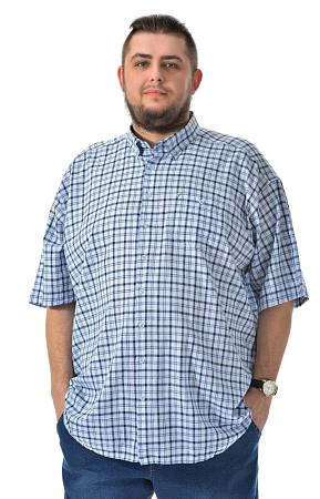 Белая из льна рубашка в клетку 