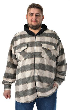 Рубашка ветровка серо бежевая в клетку