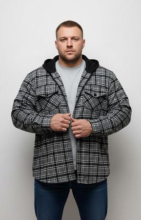 Рубашка ветровка серо черная в клетку