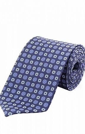 Синий галстук с рисунком
