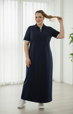 Платье поло синее длинное