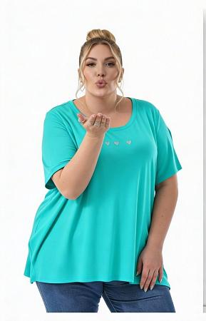 Футболка бирюзовая со стразами
