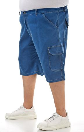 Бриджи джинсовые с накладными карманами