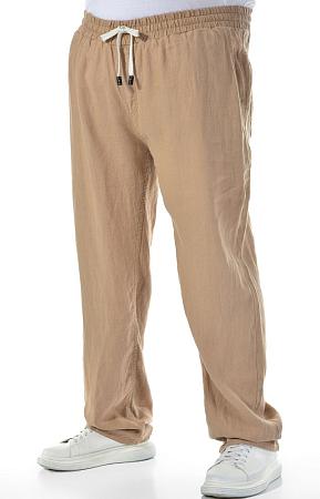 Льняные брюки бежевые
