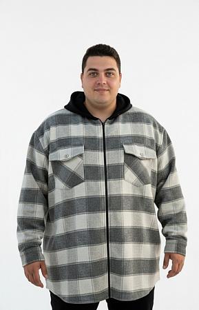 Рубашка ветровка серо бежевая в клетку