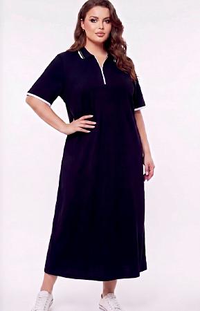 Платье поло черное на молнии