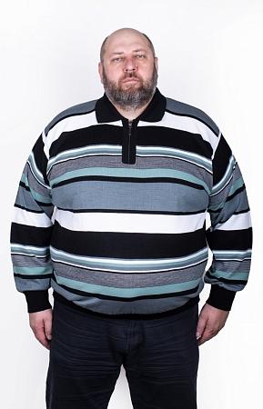 Свитер-поло в синюю полоску