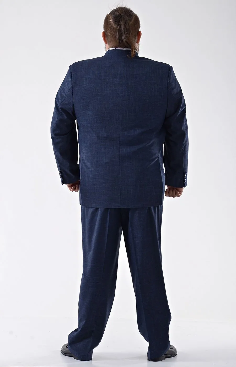 Пиджак тёмно-синий с синим штрихом большого размера