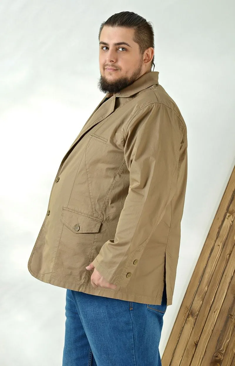 Габардиновый бежевый пиджак большого размера